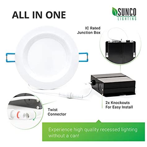 10w 4 ultra-thin recessed ceiling light junction box|sunco ceiling lights 4 inch.